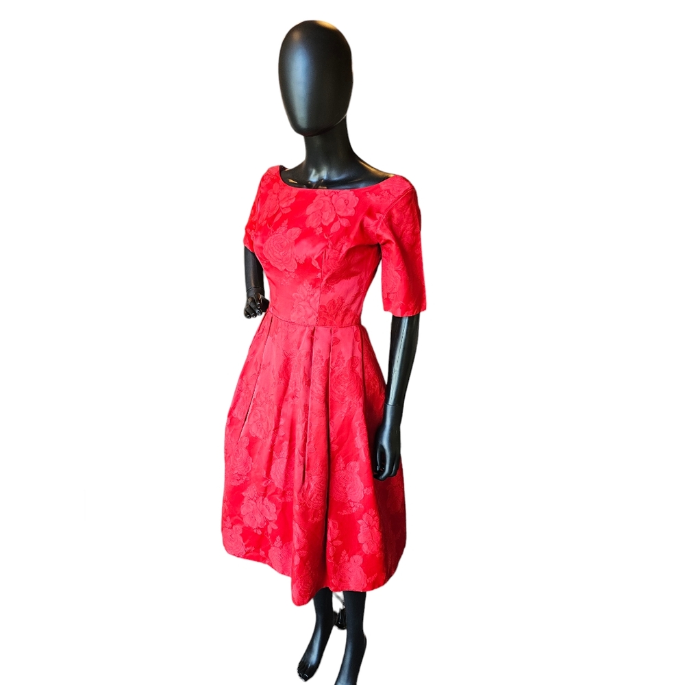 Vintage 50's Red Brocade Party Dress